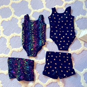 2 Pixie lane gymnastics leotard and short sets
